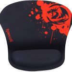 Redragon P020 Gaming Mouse Pad with Wrist Rest Support Memory Foam Wrist Cushion Black Red Thick Version