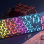 KA102 Pudding 104 Key RGB Colorful Tablet PC Keyboard,Multimedia Backlit USB Wired Gaming Mechanical Keyboard