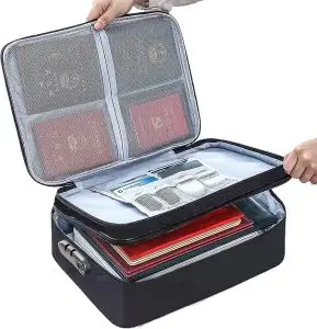 File/ Document/ Passport/ Travel Storage bag with Lock and Luggage Holder