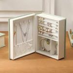 Jewelry Box Organizer PU Leather Diary Jewelry Box Magic Book Design for Earrings Bracelet Necklace Rings Storage
