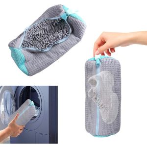 Laundry Shoe Bag for Washer and Dryer - 3pc Reusable Shoe Cleaning Bag for Sneaker Tennis Shoes Unstain Cleaner Kit