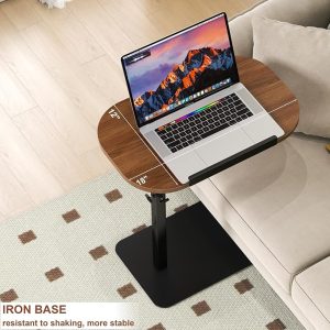 Adjustable Height C Shaped Side Table, 360°Swivel & Flip Top C Shaped End Table for Couch, Mobile C Side Tables That Slide Under