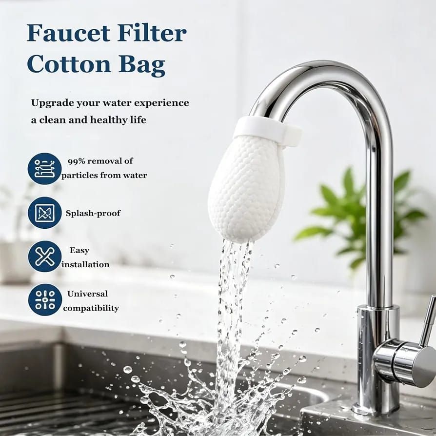 (Pack of 5) Universal Faucet Filter Cotton Bag โ Easy Installation Water Filter for Clean Water