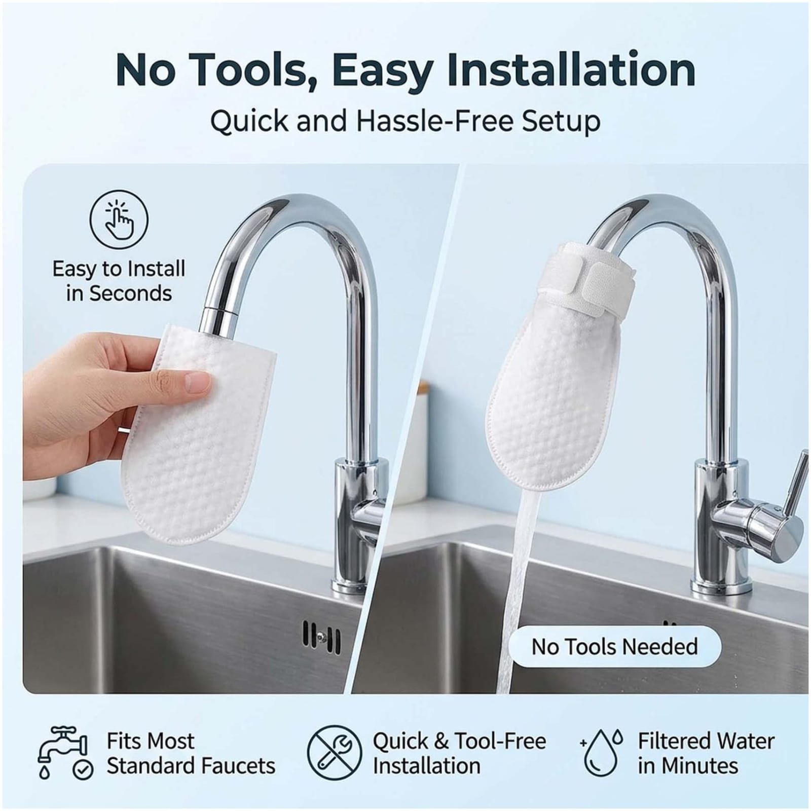 (Pack of 5) Universal Faucet Filter Cotton Bag โ Easy Installation Water Filter for Clean Water - Image 4