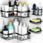 5 Pcs Set Corner Bathroom Shower Caddy – Wall Mounted Storage Rack with Soap Holder